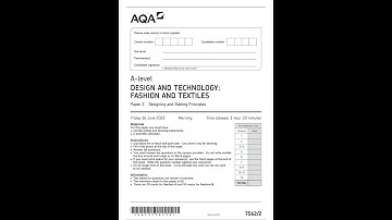 AQA A LEVEL DESIGN AND TECHNOLOGY FASHION AND TEXTILES 75622 PAPER 2 DESIGNING AND MAKING PRINCIPLES