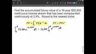 Future value of a constant continuous income stream present value business calculus