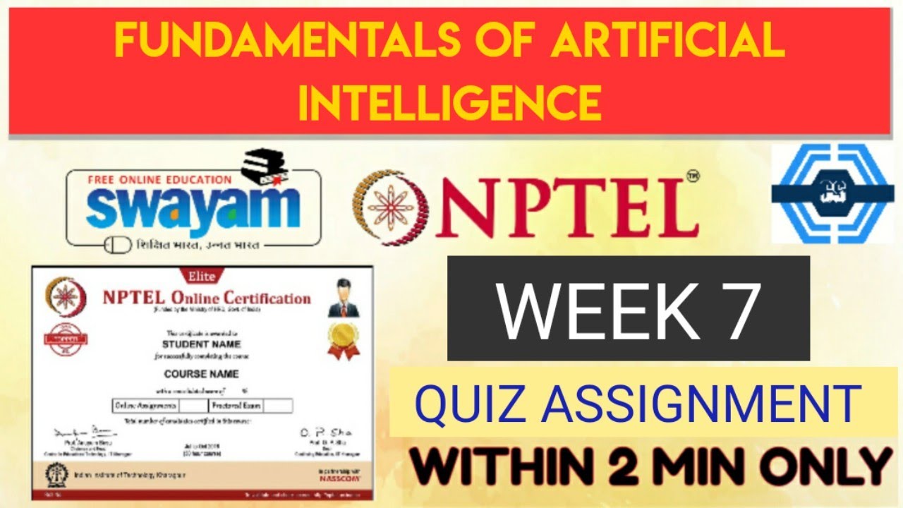 fundamentals of artificial intelligence nptel assignment 7 answers