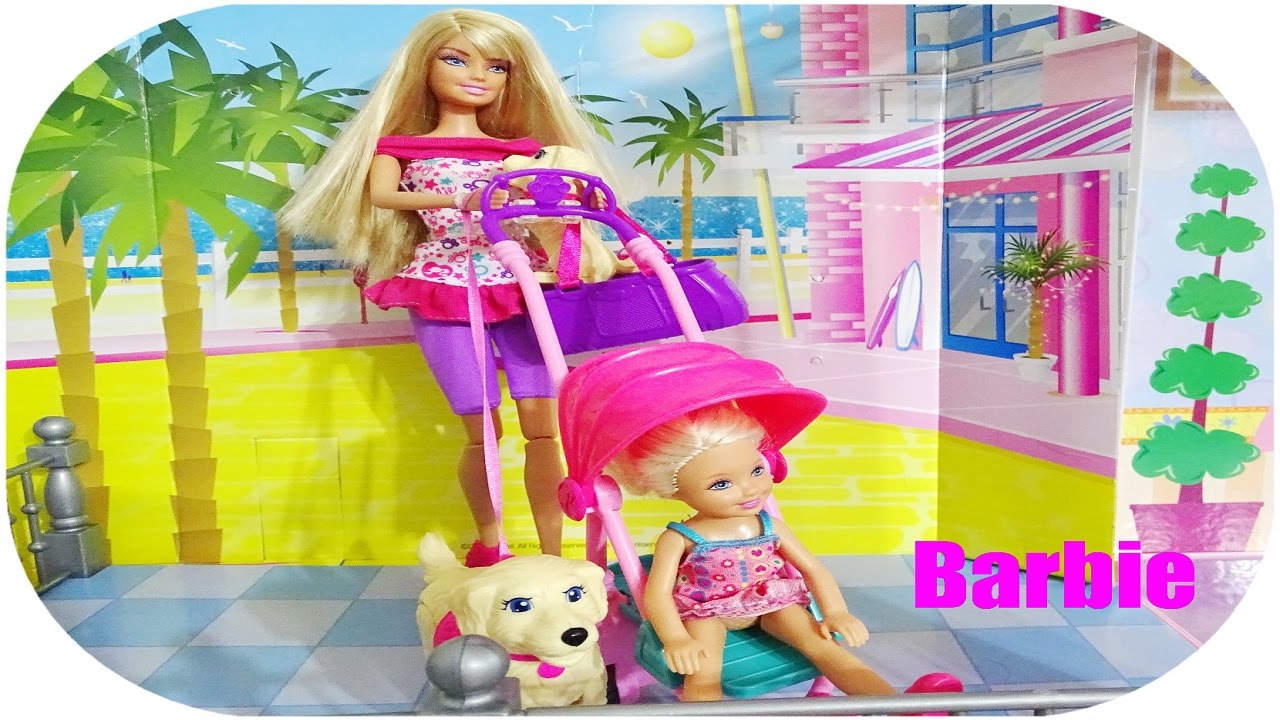 Barbie Strollin Pups Playset - Barbie köpeklerini gezdiriyor - YouTube