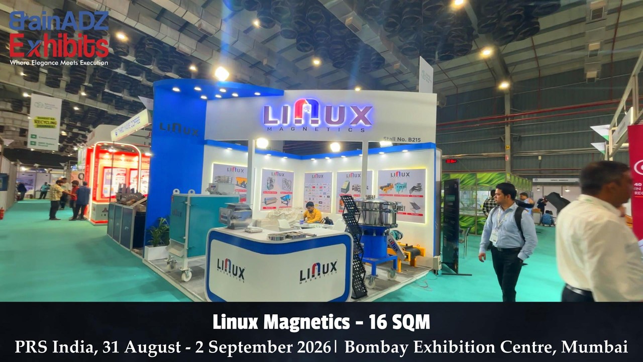 Linux Magnetics | 16 SQM Exhibition Stall at PRS India 2026, Mumbai | BrainADZ Exhibits