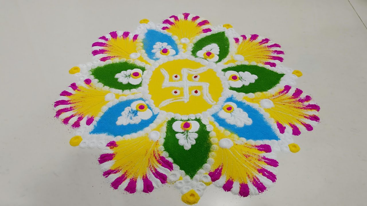 Simple & Grand Swastik Rangoli for Festivals | सुंदर आणि सोपी स्वस्तिक रांगोळी 🌸 | Rangoli|