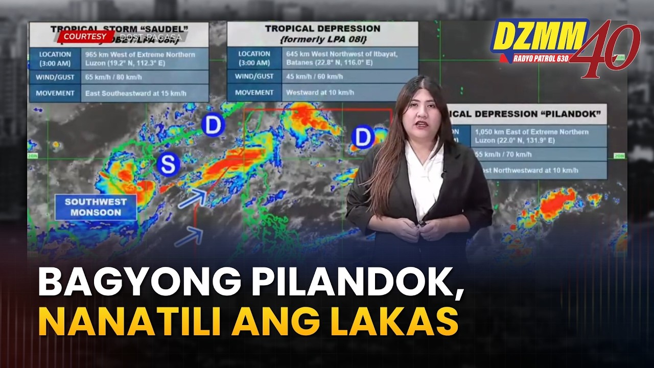 TD Pilandok maintains strength while moving over Philippine Sea | DZMM (01 September 2026)
