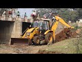 JCB Backhoe Closeing River Because Saving Water For Village Animals