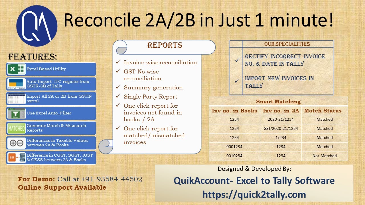 Easy Way To Reconcile Gstr 2a In Excel