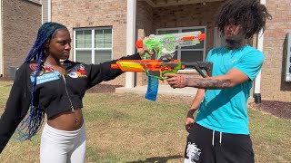 Bradley Mac vs Girlfriend Splatrball War With Gel Blasters
