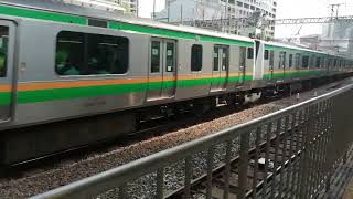 JR東日本E233系3000番台横コツE-71編成+初期横コツE-02編成上野東京ライン・宇都宮線直通東京経由普通小金井行き田町駅通過