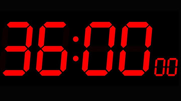 36-Minute Countdown Timer (Red Digits Black Background) / 36 Minute Timer (No mid-video ads)