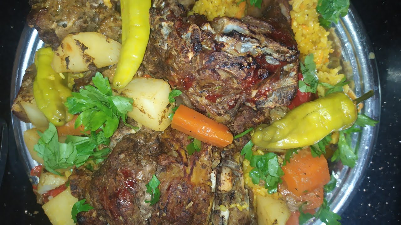 #فخده ضاني في الفرن #أحلي فخده مشويه مع خضار # ارز بالجزر🥕 - YouTube