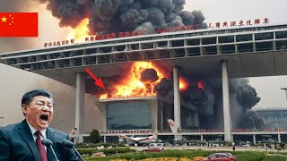 13 MINUTES AGO! China's largest Daxing international airport was hit by a US airstrike