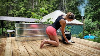 OFF GRID WOOD FIRED HOT TUB, part 2 // Wilderness Living in a YURT - Ep. 93