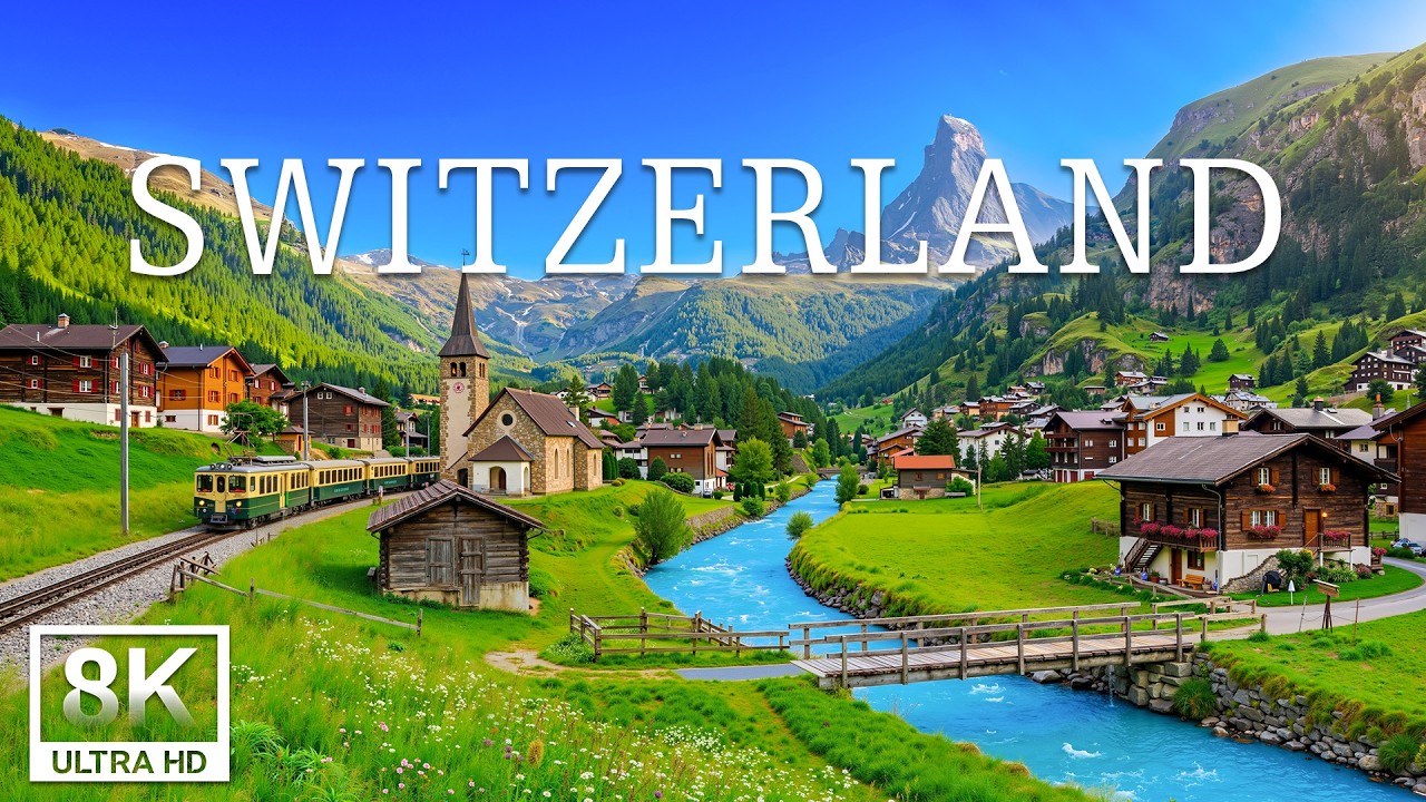 Suiza 8K | Alpes majestuosos, lagos turquesa y pueblos alpinos de ensueño