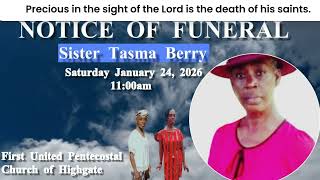 NOTICE OF FUNERAL - SISTER TASMA BERRY
