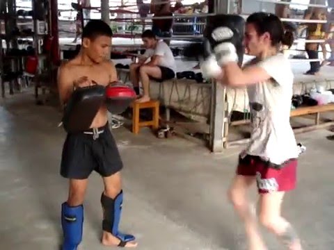 Pad Work with a Young Lanna Thai Fighter