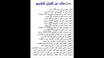 معلومات عن القرآن الكريم (اللهم أجعل القرآن ربيع قلوبنا ونور صدورنا وشفيعنا يوم القيامة يااااارب) ♥