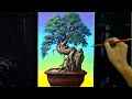 How to Paint Bonsai Tree in Acrylics / Step by Step Painting Tutorial