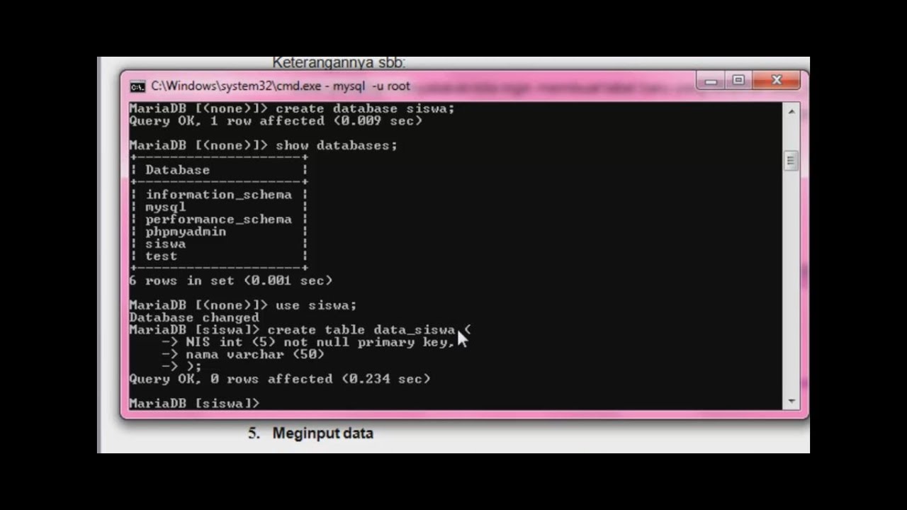 create, insert, update, delete, select, drop menggunakan perintah ...