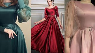 Most trendy silk maxi design 2023|Fancy long maxi dress|organza sleeves screenshot 4