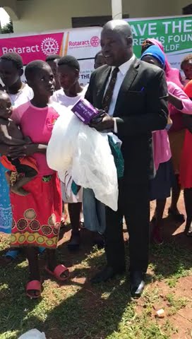 chairperson LC III launching the donations to young mother's in bugaya subcounty buyende district