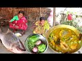 Rohu fish curry with capsicum cookingeating by santali tribe womenrural india orissa