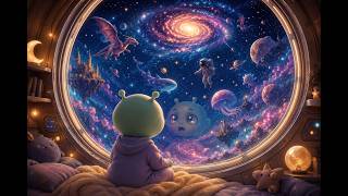 Cozy Cosmic Bedroom Ambience with Magical Galaxy Window Scenes | Calm Sleep & Study