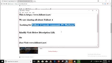 Fallout 4 Console commands PC Platform