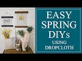 Spring DIYs using Drop Cloth • easy • no sew • cheap • tapestry • carrot • wall art