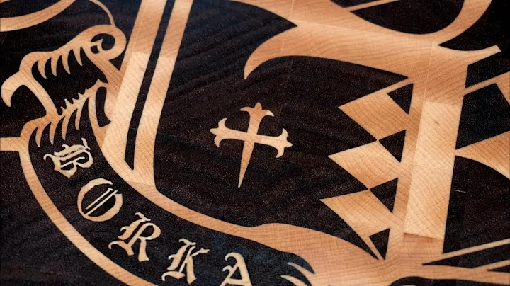 Borka Blades cutting board  for Sebastijan Berenji. CNC Woodworking. Wood inlay. Cnc inlay