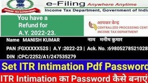 itr pdf file open password | How to open itr pdf password | I T intimation us 143(1)
