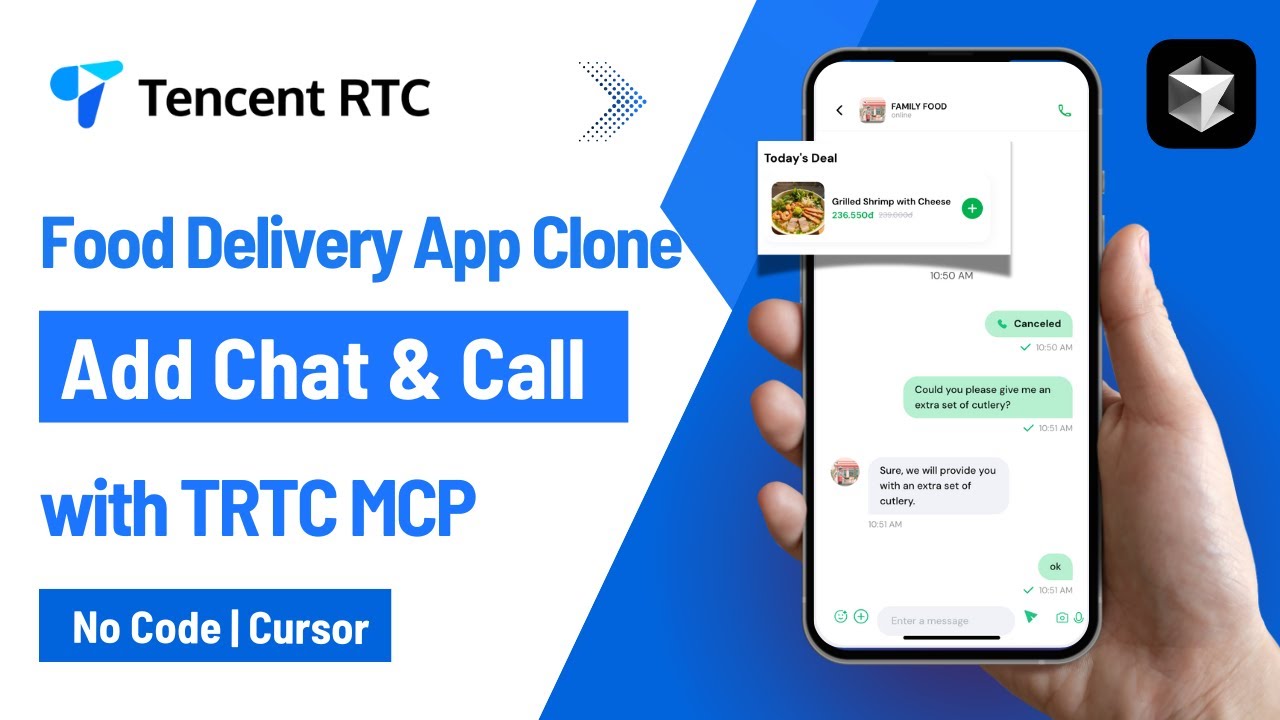 Food Delivery App Clone: Add Chat & Video Calls in 5 Mins (Cursor Tutorial) | Tencent RTC