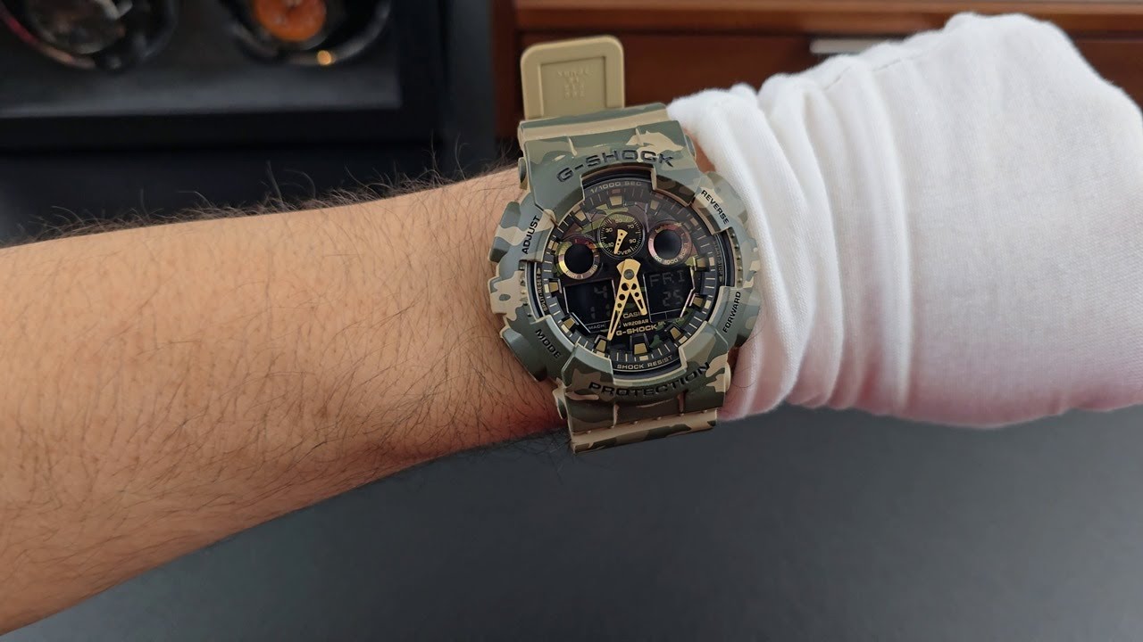 Casio G-Shock, GA-100CM-5A, Camouflage Digital + Analog Watch