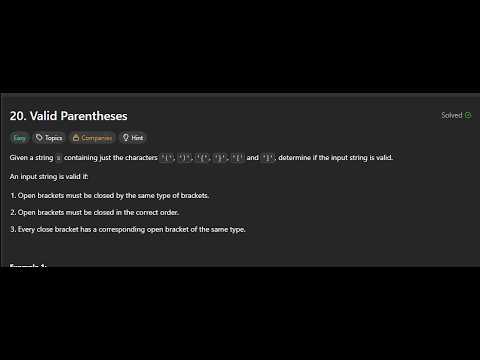 Valid Parentheses | Leetcode 20 | Java - YouTube