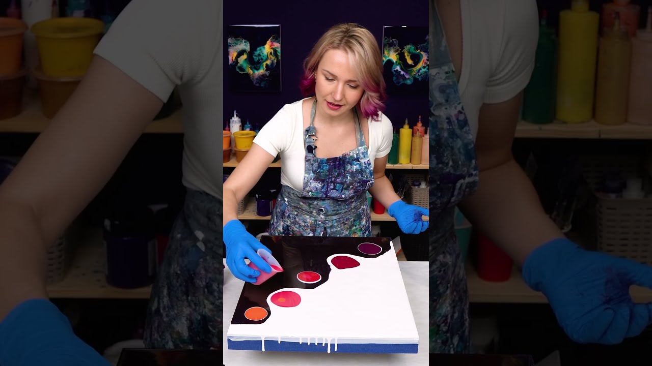 INTENSE Red Gradient Acrylic Pouring 