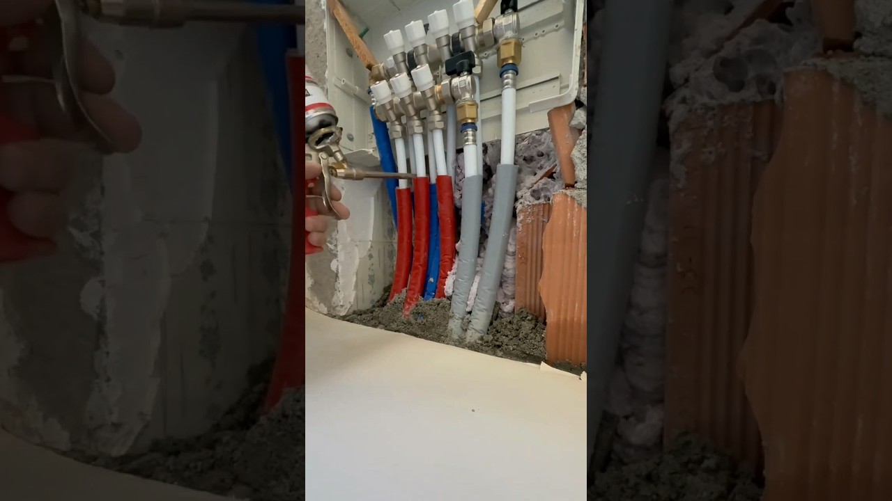 This is the process of spraying liquid for water pipe partitions...!!!