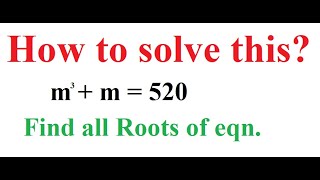 Nice Cubic Equation | NOT an Olympiad Question xD | You should know how to solve this!