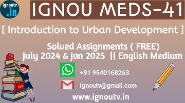 IGNOU MEDS-41 Solved Assignment July 2024 & January 2025 [FREE] | IGNOU PGDUPDL | IGNOU TV | IGNOU |