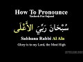 Subhana Rabbi Al Ala (What to say in sujood for Salah)