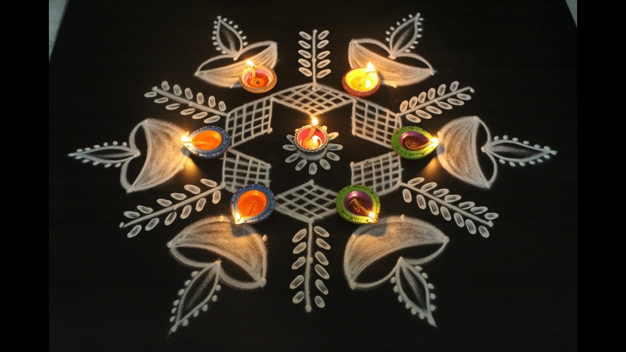 Diwali deepam muggulu with 9 dots || easy rangoli designs || new ...