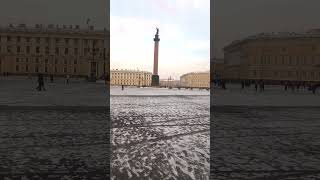 Дворцовая площадь, Питер зимой, Александровская колонна, здание Генштаба