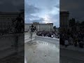 People gathered outside Buckingham Palace