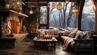 Warm Winter Relaxing Coffee Shop | Mellow Jazz Music With Crackling Fireplace Sound For Work, Study