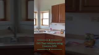 DIY Teal Kitchen Cabinets