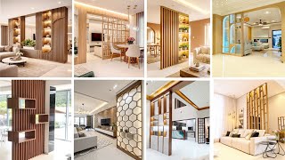 Best 60 Modern Wooden Wall Partition Designs 2026 | Living Room & Dining room Divider ideas
