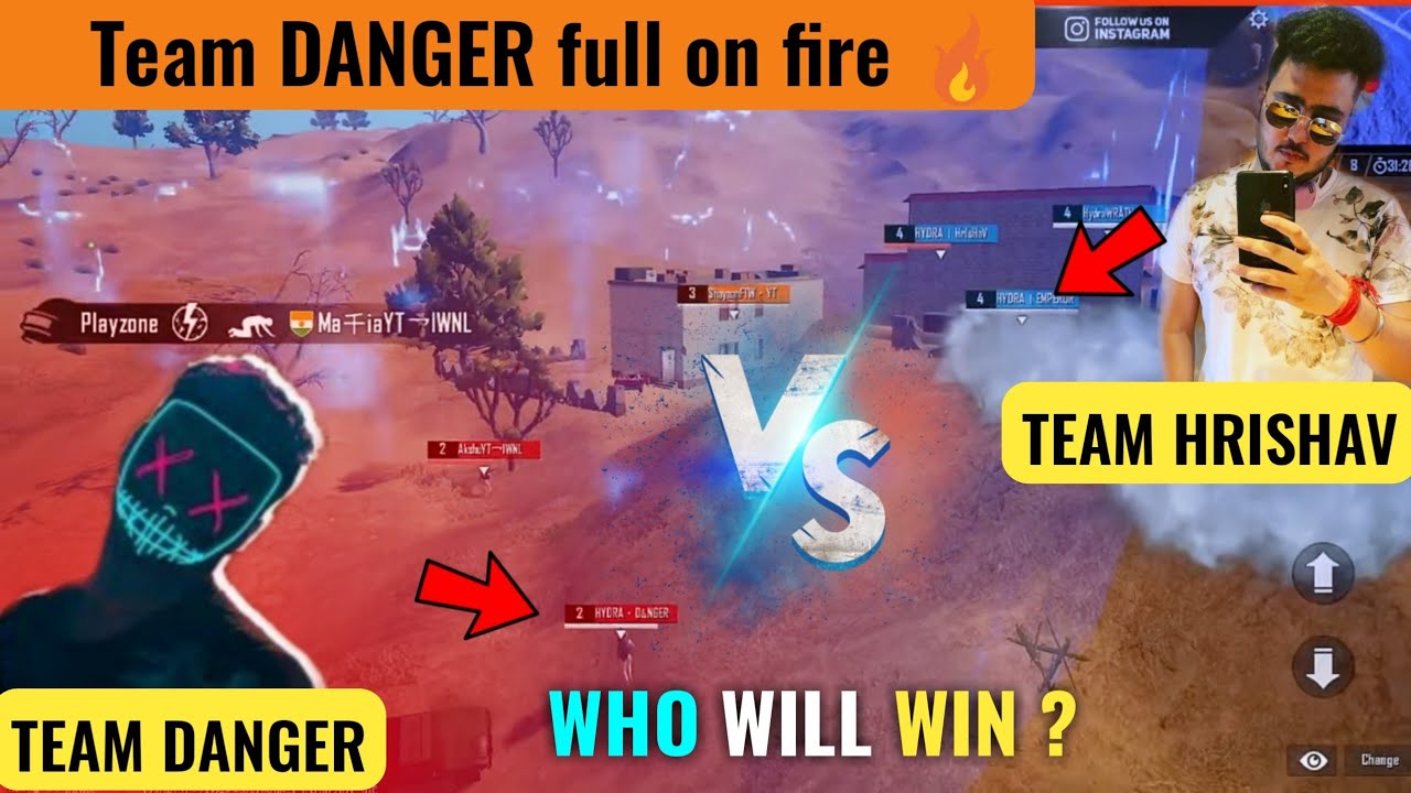 Hydra Danger vs Hydra Hrishav intense fight🔥 | Team danger full on fire in Hydra elite customs