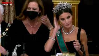 Queen Letizias Elegant Idea Of Keeping Her Mask Under Her Plate