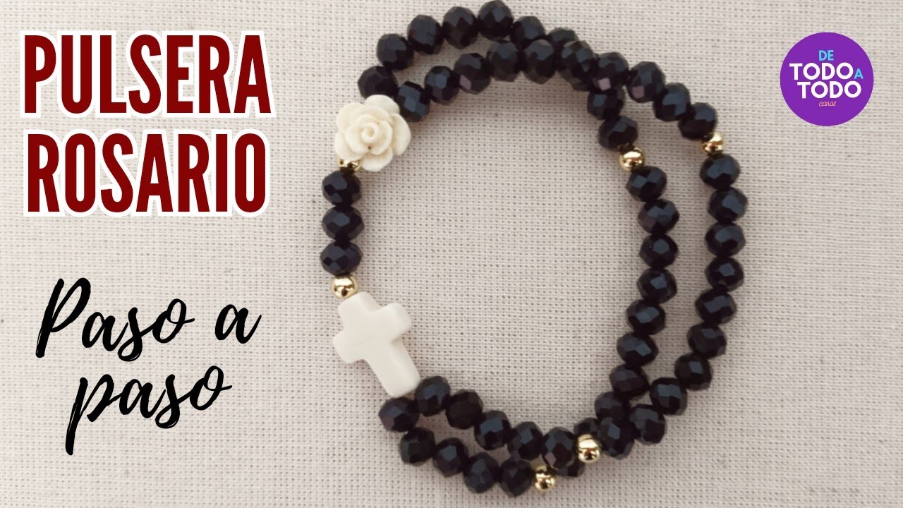 📿Cómo hacer una PULSERA ROSARIO con hilo ELÁSTICO / Paso a paso /SEMANA SANTA #rosarios