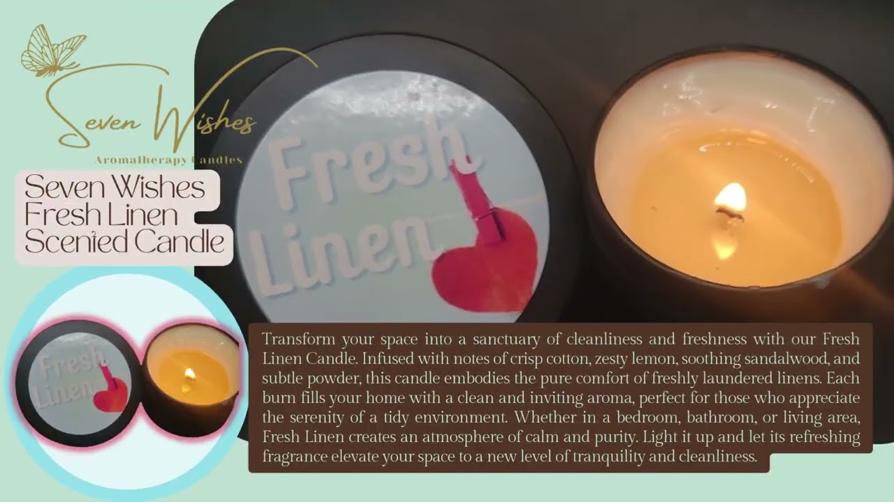 Seven Wishes Candles Fresh Linen Scented Candle