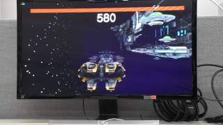 Asteroids game using super multi-view display