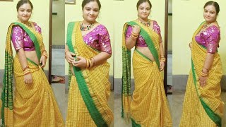 How To D Cotton Silk Saree I Easy Saree D I Ultra Low Waist Saree Wearing