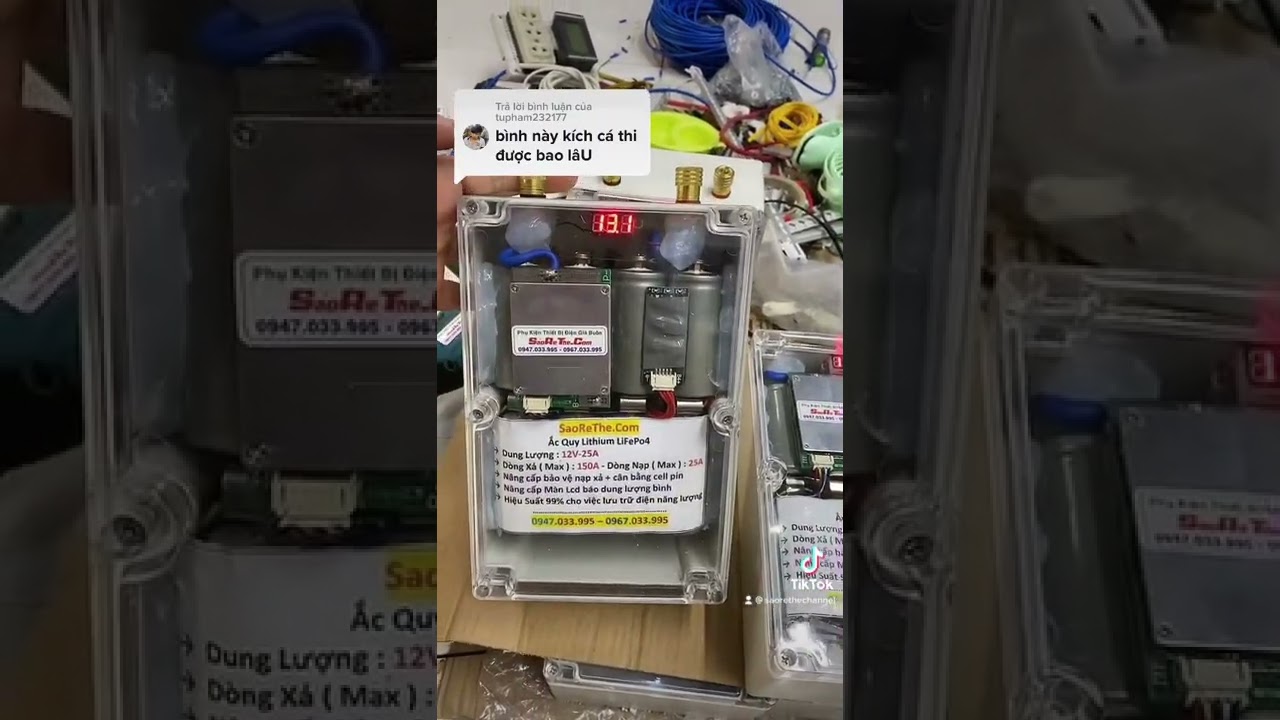 Bình ắc quy lithium sử dụng kích cá. Kích điện cực tốt - youtube